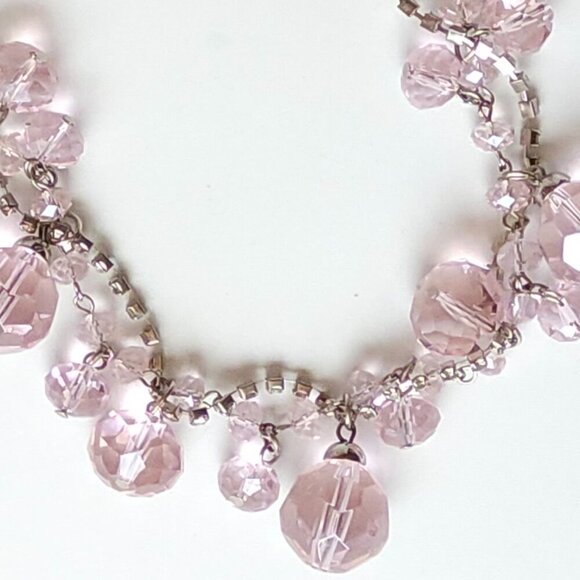 PRETTY BAUBLE PINK BLUSH Necklace and Earrings Set Vintage - Picture 4 of 5